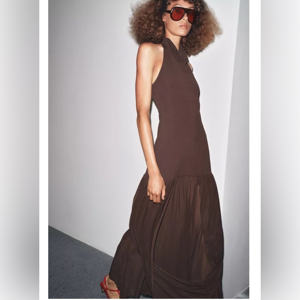 Zara halter neck dress with matching detail - Picture 2 of 8